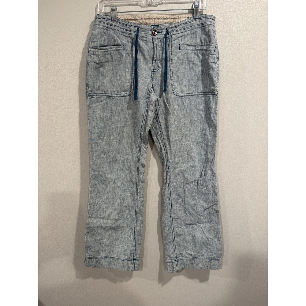 The North Face Pants Womens 10 Gray Pinstriped Hiking Camping Outdoor Drawstring
